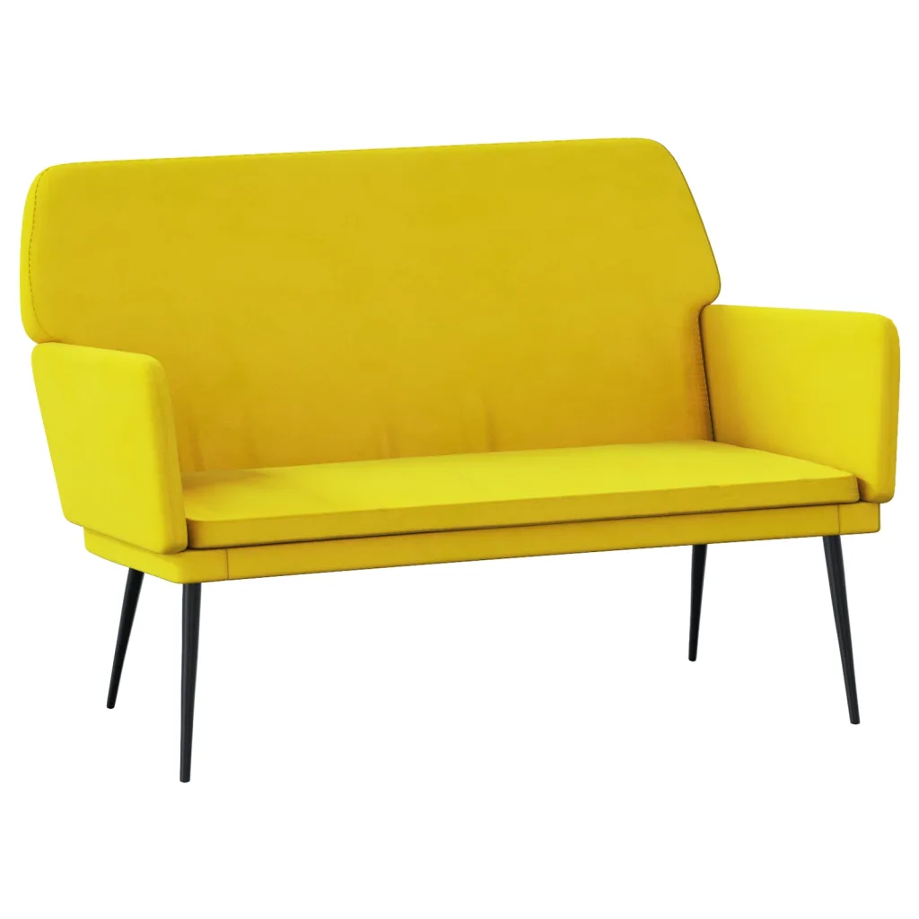 vidaXL Bench Yellow 42.5″x31.1″x31.1″ Velvet